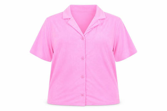 Klass Women's Pink Short Sleeve Collared Button-Up Blouse XL