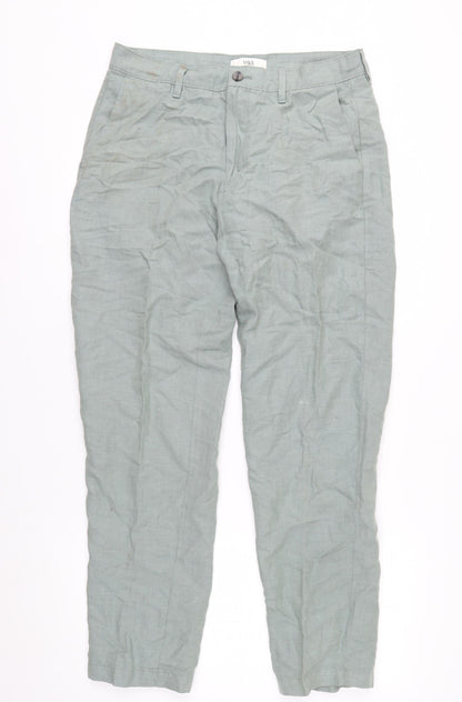 Marks and Spencer Men's Green Linen Blend Chino Trousers 32W 31L