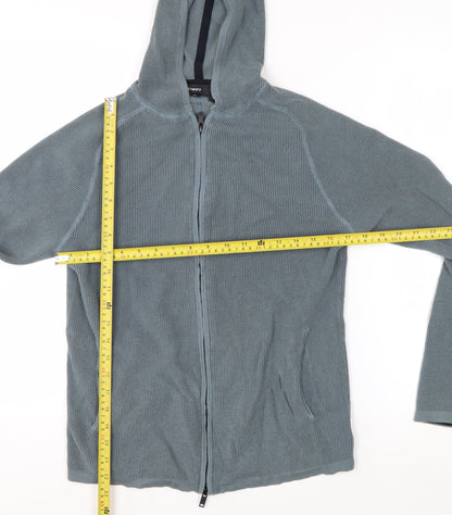 Theory Mens Grey Cotton Full Zip Hooded Jumper M