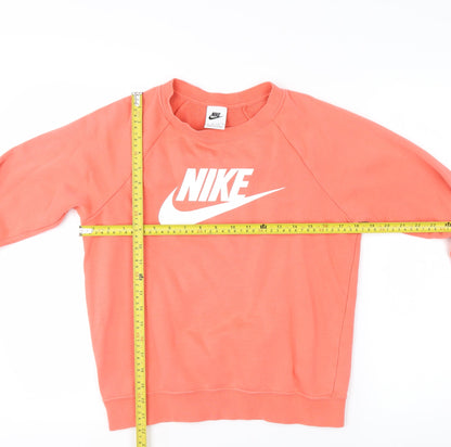 Nike Womens Coral Crew Neck Pullover Sweatshirt XS Cotton Blend