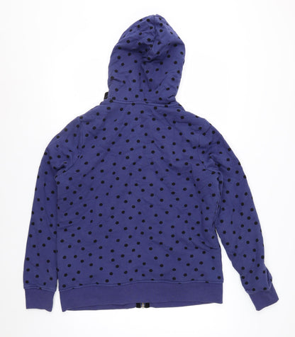 Boden Womens Blue Polka Dot Full Zip Hoodie Size M Lined Casual