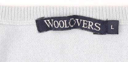 WoolOvers Men's Blue Cotton Cashmere V-Neck Sleeveless Jumper L