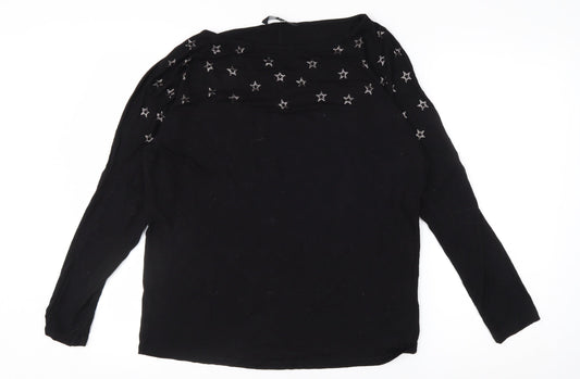 Next Women's Black Star Embroidered Long Sleeve T-Shirt Size 12