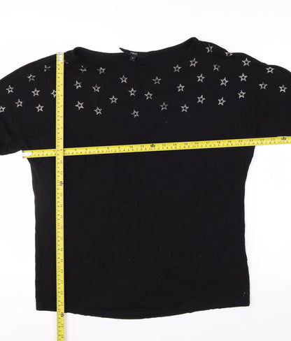 Next Women's Black Star Embroidered Long Sleeve T-Shirt Size 12