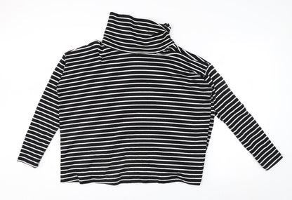 Apricot Women’s Black Stripe Roll Neck Long Sleeve Pullover Jumper Size 18