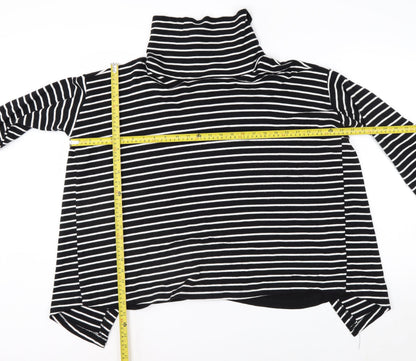 Apricot Women’s Black Stripe Roll Neck Long Sleeve Pullover Jumper Size 18