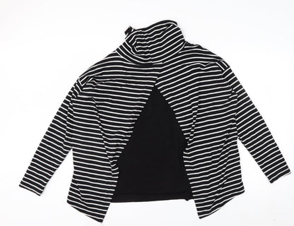 Apricot Women’s Black Stripe Roll Neck Long Sleeve Pullover Jumper Size 18