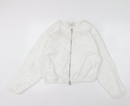Marks and Spencer Women's White XS Embroidered Linen Bomber Jacket