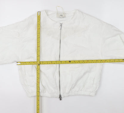 Marks and Spencer Women's White XS Embroidered Linen Bomber Jacket