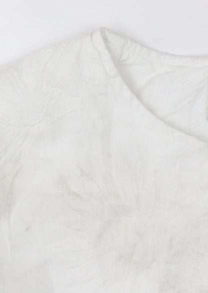 Marks and Spencer Women's White XS Embroidered Linen Bomber Jacket