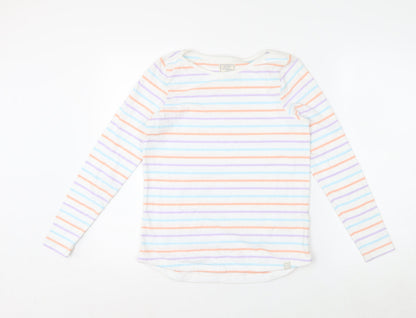 Fat Face Women's Multicoloured Striped Long Sleeve Cotton T-Shirt Size 6