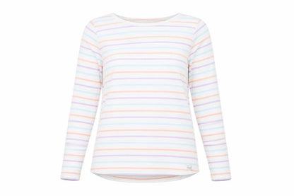 Fat Face Women's Multicoloured Striped Long Sleeve Cotton T-Shirt Size 6