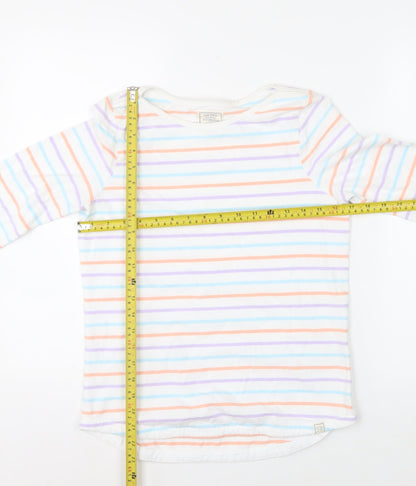 Fat Face Women's Multicoloured Striped Long Sleeve Cotton T-Shirt Size 6