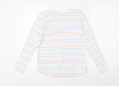 Fat Face Women's Multicoloured Striped Long Sleeve Cotton T-Shirt Size 6