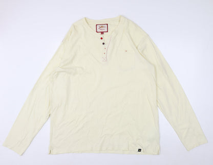 Joe Browns Men's Ivory 2XL Long Sleeve Henley Cotton Top