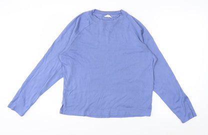 Hush Women's Blue Cotton Long Sleeve Crew Neck T-Shirt XS