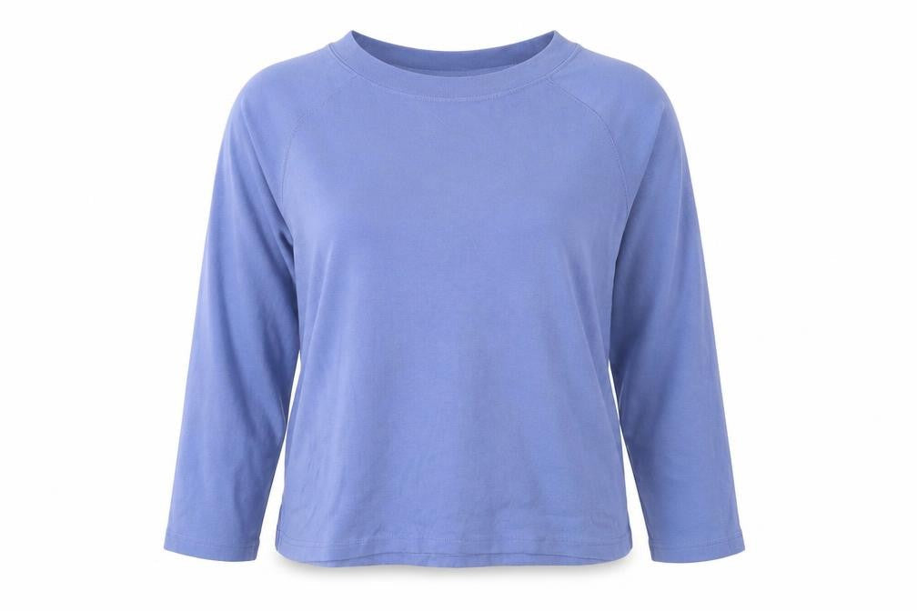 Hush Women's Blue Cotton Long Sleeve Crew Neck T-Shirt XS