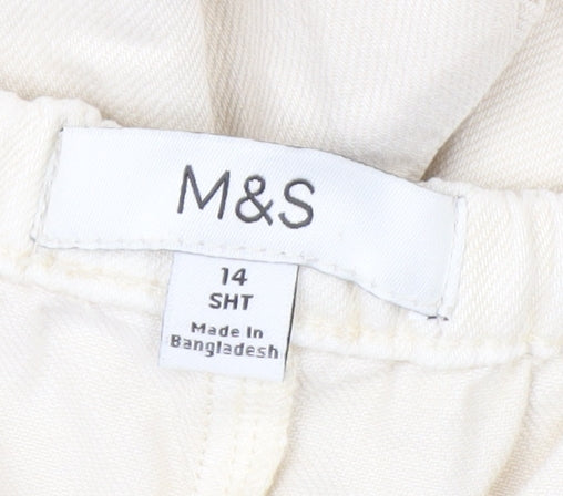 Marks and Spencer Womens Beige Cropped Wide-Leg Trousers Size 14