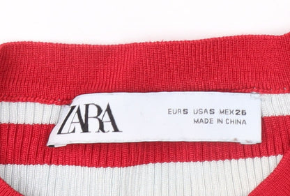 Zara Women Multicoloured Striped Knit Long Sleeve Top Size S