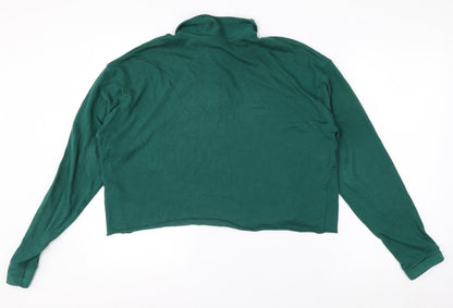 Topshop Women’s Green Cropped Long Sleeve Polo Shirt Size 12