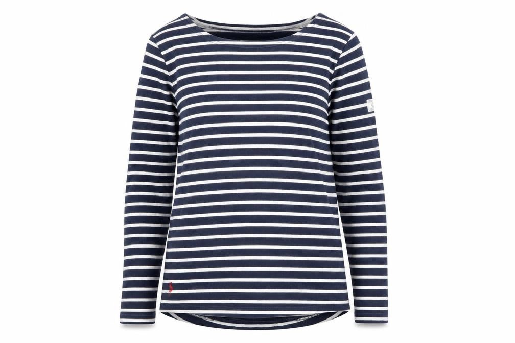 Joules Women Blue Striped Long Sleeve Cotton Nautical Top Size 12