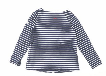 Joules Women Blue Striped Long Sleeve Cotton Nautical Top Size 12