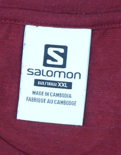 Salomon Men’s Red Long Sleeve Activewear T-Shirt 2XL Regular Fit