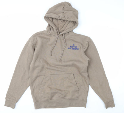 Scotch & Soda Men's Beige Pullover Hoodie S Graphic Logo Fleece