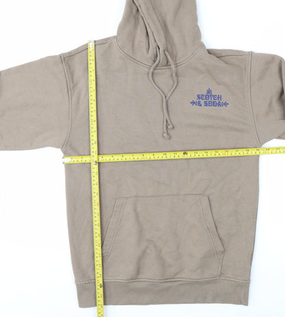 Scotch & Soda Men's Beige Pullover Hoodie S Graphic Logo Fleece