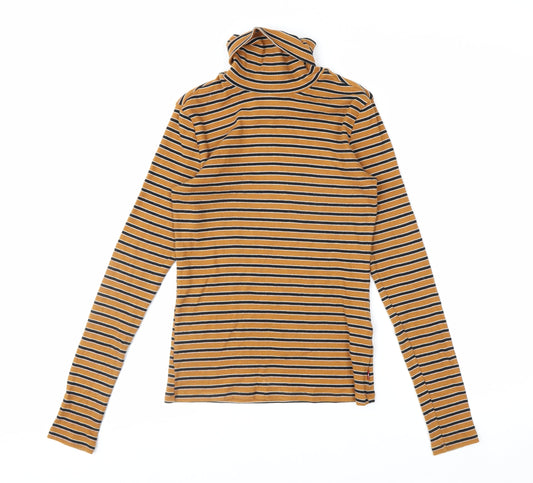 Levi's Women's Brown Striped Roll Neck Long Sleeve Top XS