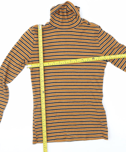 Levi's Women's Brown Striped Roll Neck Long Sleeve Top XS