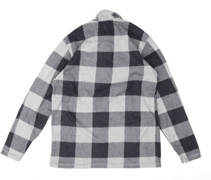 Chaps Men's Grey Check Fleece 1/4 Zip Pullover Sweatshirt M
