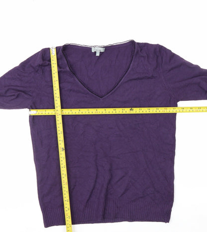 Marks and Spencer Per Una Women’s Purple V-Neck 3/4 Sleeve Knit Jumper Size 14