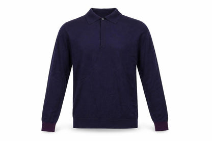 Paul Smith Men's Blue Merino Wool Collared Henley Jumper M