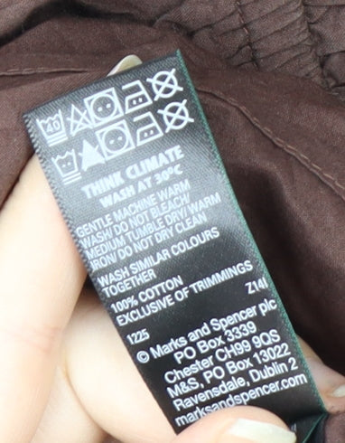 Marks and Spencer Women Brown Cotton A-Line Knee Length Dress Size 10