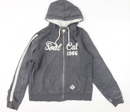 SoulCal & Co Men's Grey Full Zip Hoodie L Lace Trim 1986 Logo
