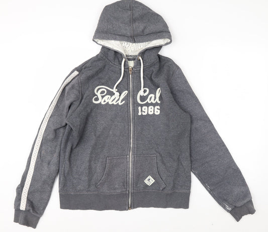 SoulCal & Co Men's Grey Full Zip Hoodie L Lace Trim 1986 Logo