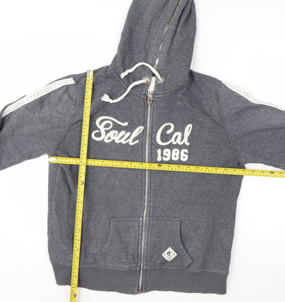 SoulCal & Co Men's Grey Full Zip Hoodie L Lace Trim 1986 Logo