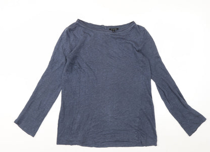 Massimo Dutti Men's Blue Long Sleeve Cotton Casual Top L