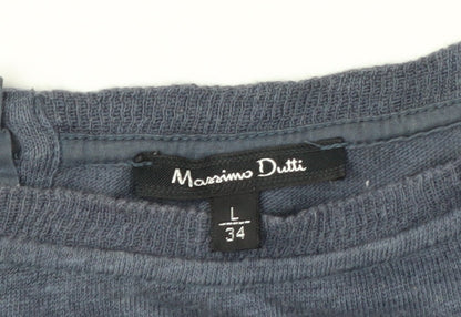 Massimo Dutti Men's Blue Long Sleeve Cotton Casual Top L