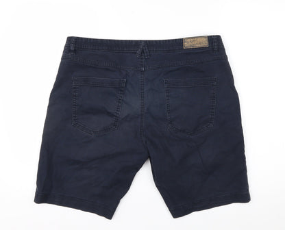 Highlander Men's Blue 34 Chino Shorts Slim Fit Cotton Blend