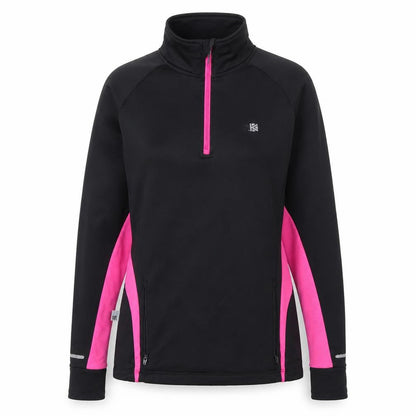 Karrimor Women's Black Pink 1/4 Zip Pullover Running Sweatshirt Size 8