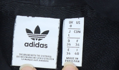 Adidas Womens Black UK 8 Pullover Hoodie Cotton Logo Hooded Sweatshirt