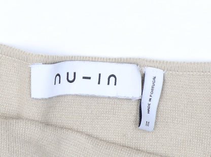 nu-in Women's Beige Embroidered Cropped Knit Tank Top Size M