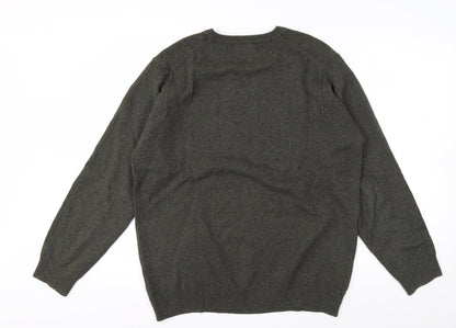 Marks & Spencer Men’s Green Lambswool V-Neck Jumper Medium