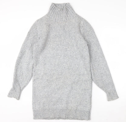 ASOS DESIGN Women's Grey Roll Neck Long Sleeve Knit Jumper Size 8