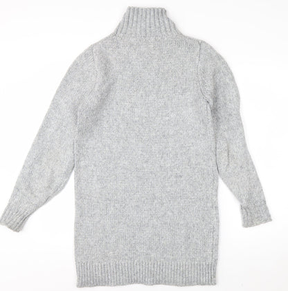 ASOS DESIGN Women's Grey Roll Neck Long Sleeve Knit Jumper Size 8