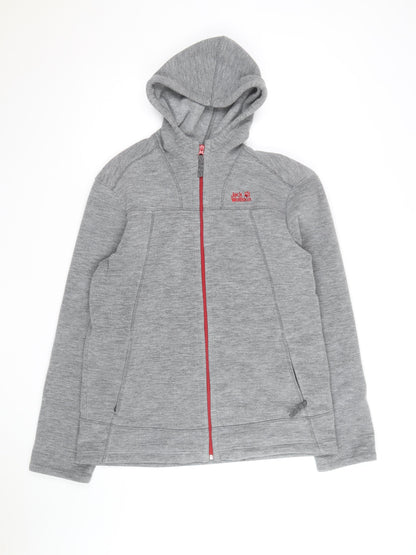 Jack Wolfskin Men Grey Full Zip Hooded Fleece Jacket Size L