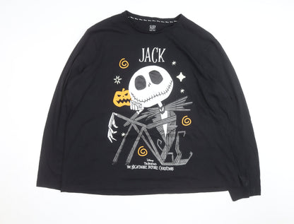 Disney Men's Black Jack Skellington Long Sleeve Halloween Top Size L