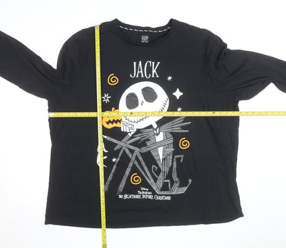 Disney Men's Black Jack Skellington Long Sleeve Halloween Top Size L